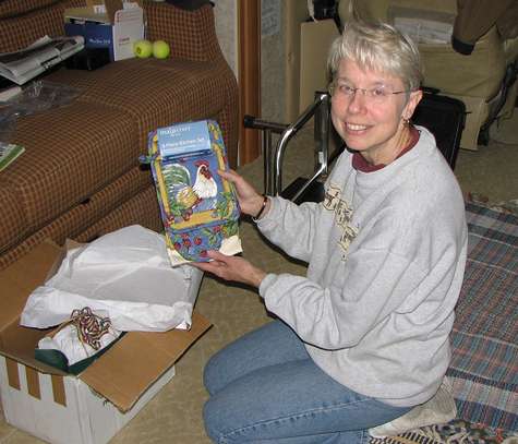 Girl opening presents