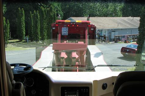 Red Truck and red coach